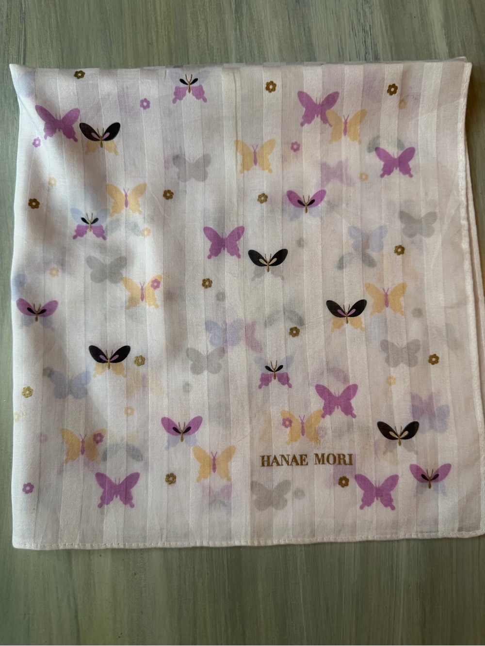 Hanae Mori handkerchief bandana scarf pastel butterfly and floral Cottagecore